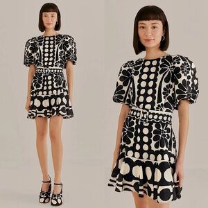black palermo puff sleeve mini dress Black Broderie Puff Sleeve Frill Hem Mini Dress – AX Paris main image 0